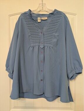 💙 Kathy Che Stretch Blouse Blue 26/28W — GUC Relaxed